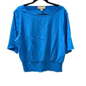 Michael Michael Kors Blue Smocked Hem Blouse Size P/L